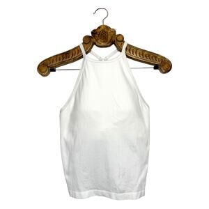 Lululemon Ebb to Street Tank Top Built in Bra High Neck Y Back White Rib 8